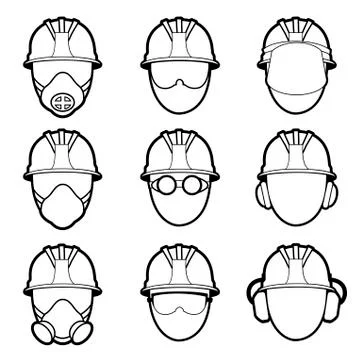 Human protective work wear icon set Stock Illustration