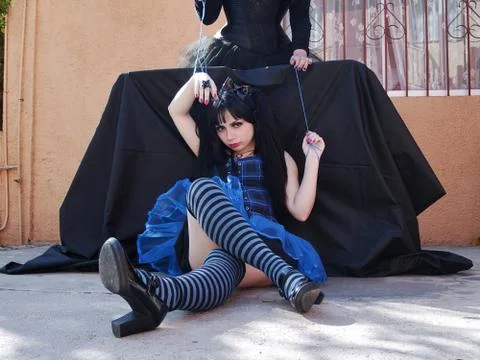 Human puppet in blue Stock Photos