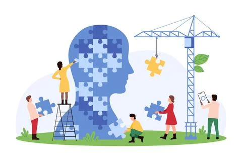 Human Puzzle Concept Vector Illustrazione stock