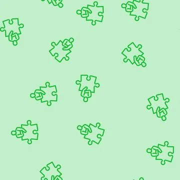 Human puzzle jigsaw line vector seamless pattern Stock Illustration