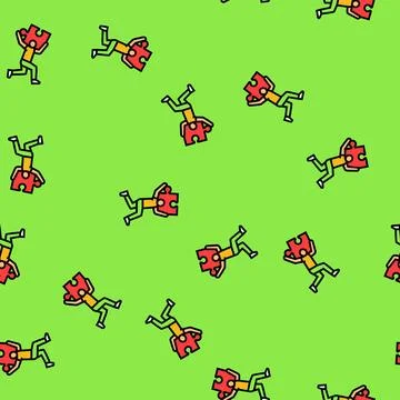 Human puzzle jigsaw vector seamless pattern Stock Illustration