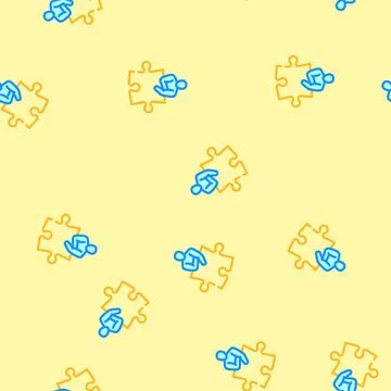 Human puzzle jigsaw vector seamless pattern Stock Illustration