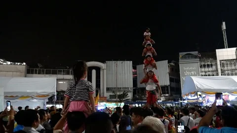 Human pyramid Stock Footage 122013343