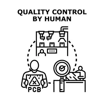 Human quality control inspecting product manufacturing process Stock Illustration