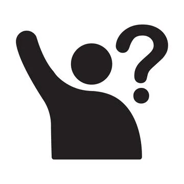 Human raised hand with question mark icon vector uncertain person asking ques Illustrazione stock