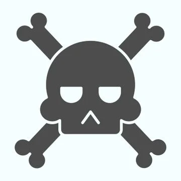 Human relics solid icon. Skull with crossing bones, death sign. Halloween vector Illustrazione stock