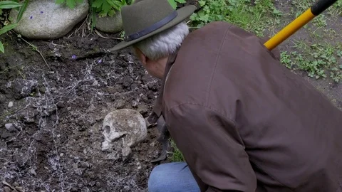 Human Remains Unearthed Stock Footage 76299498