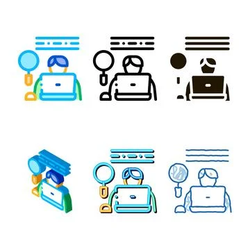 Human research icon vector types outline Stock Illustration