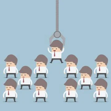 Human resource concept, Robotic claw pick businessman from a group Stock Illustration