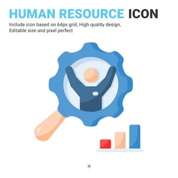 Human resource icon vector with flat color style isolated on white background 스톡 일러스트