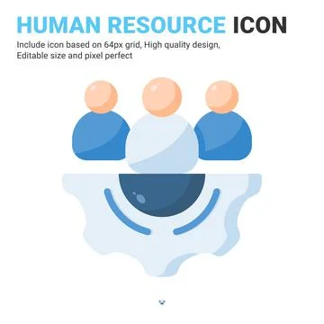 Human resource icon vector with flat color style isolated on white background 스톡 일러스트