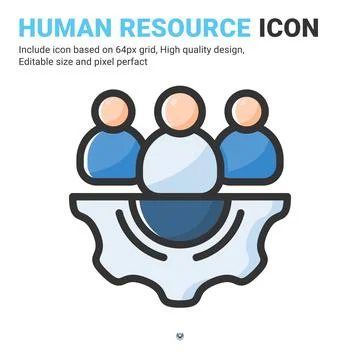 Human resource icon vector with outline color style isolated on white background Illustrazione stock