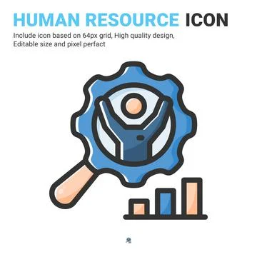 Human resource icon vector with outline color style isolated on white background 스톡 일러스트