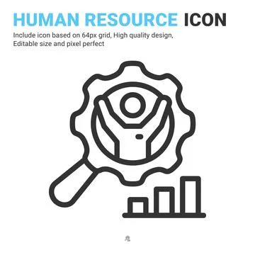 Human resource icon vector with outline style isolated on white background 스톡 일러스트