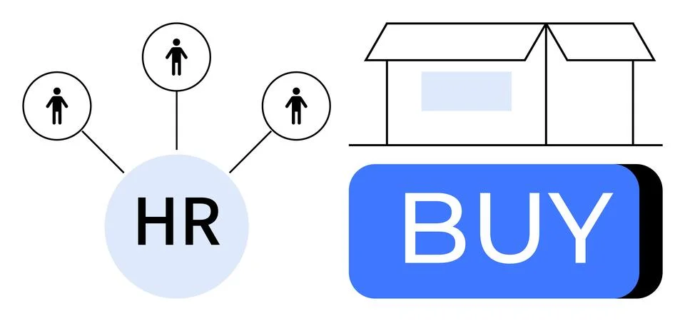Human Resource Management and E-Commerce Concept with Recruiting Network an.. Stock Illustration
