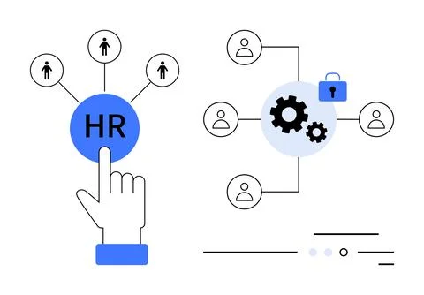 Human Resource Management and Secure Data Integration Reference Model Stock Illustration