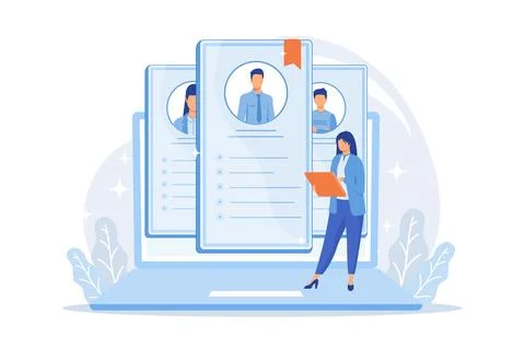 Human resource management. Job analysis, sourcing, screening and selection... Stock Illustration