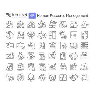 Human resource management linear icons set Illustrazione stock