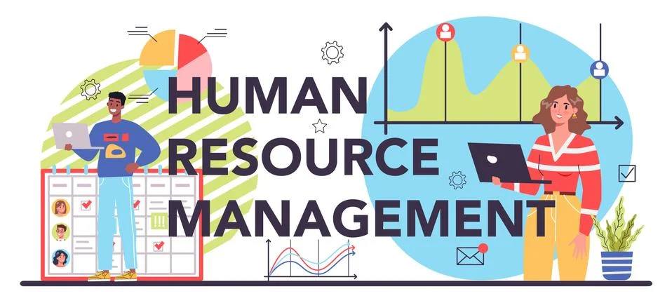 Human resource management typographic header. Business recruitment Stock Illustration