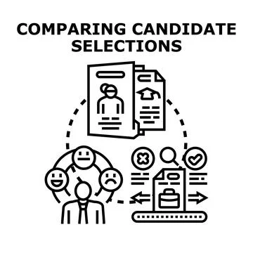 Human resource manager comparing candidate selections for job recruitment 库存插图