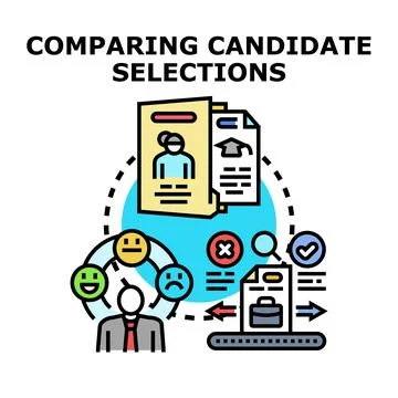 Human resource manager comparing candidate selections for job recruitment Stock-Illustration