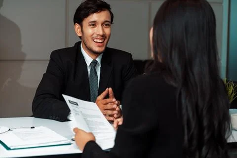 Human resource manager interviewing the candidate. uds Stock Photos