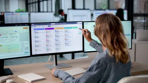Human Resource Manager Reviewing Candidate Profiles Stock Footage 336793333