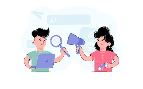 Human resource managers, both men and women. Finding employees is a notion... Stock Illustration