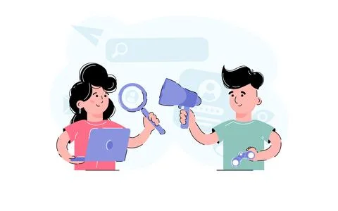 Human resource managers, both men and women. Finding employees is a notion... Stock Illustration
