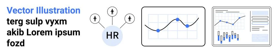 Human Resources Analytics and Data Visualization with Sample Text Elements Illustrazione stock