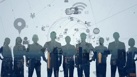 Human resources and communication network concept. Group of engineers. Stock Footage 119434070
