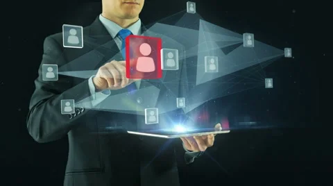 Human resources black management concept business man selecting virtual Stock Footage 61825606