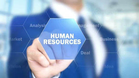 Human Resources, Businessman Using Augmented Holographic Interface Stock Footage 90073720