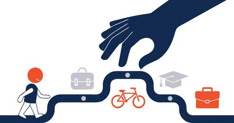 Human resources career path selection with success and opportunity metaphor. Stock Illustration