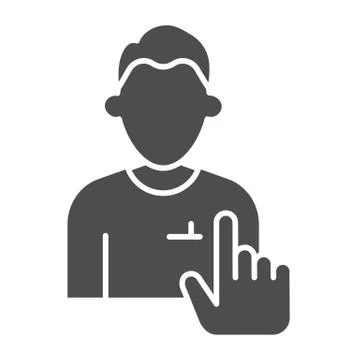Human resources choice solid icon. Man and hand pointer, person selection symbol Stock Illustration