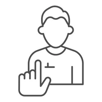 Human resources choice thin line icon. Man and hand pointer, person selection Stock Illustration