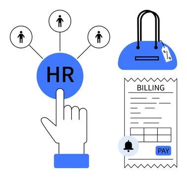 Human Resources Concept with HR Selection, Talent Management, Billing and P.. Stock Illustration