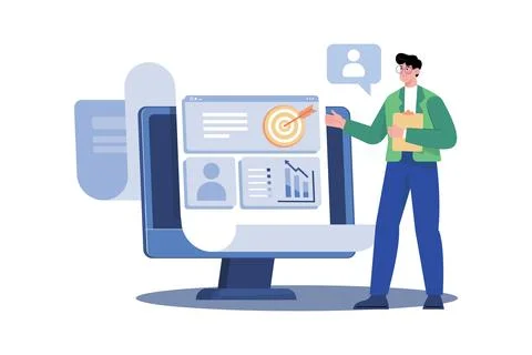 Human resources director developing employee retention plans. Stock Illustration