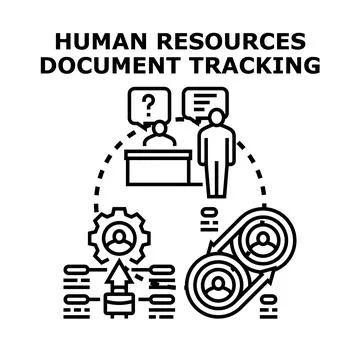 Human resources document tracking process concept illustration 库存插图