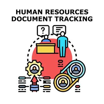 Human resources document tracking process concept illustration Stock Illustration