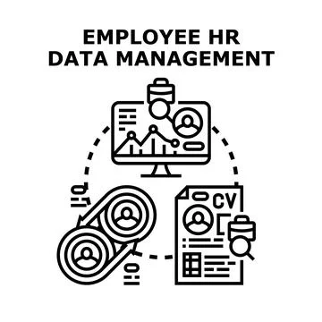 Human resources employee data management system Illustrazione stock