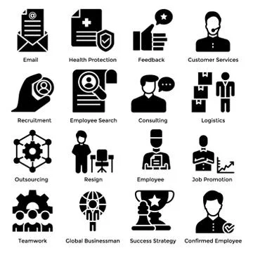 Human Resources Filled Icon Set Stock Illustration
