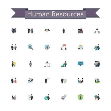 Human Resources Flat Icons Stock Illustration