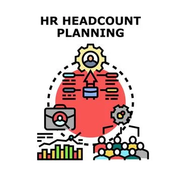 Human resources headcount planning process analyzing organizational growth Illustrazione stock