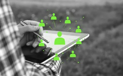 Human Resources, HR, management utilizing modern technology. A person is in.. Stock Photos