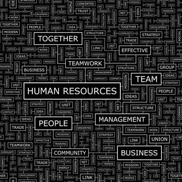 HUMAN RESOURCES HUMAN RESOURCES. Seamless pattern. Word cloud illustration... Stock Photos