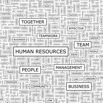 HUMAN RESOURCES HUMAN RESOURCES. Seamless pattern. Word cloud illustration... Stock Photos