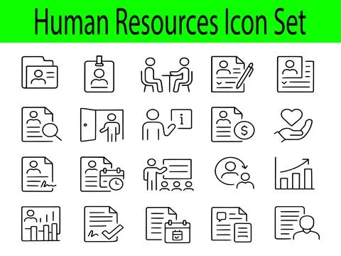 Human resources icon set with business people isolated on white background Stock Illustration