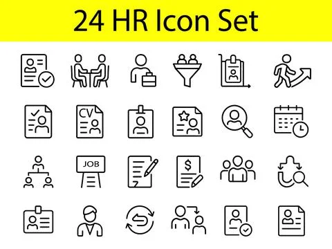Human resources icon set for business and recruitment isolated on white bac.. Stock Illustration