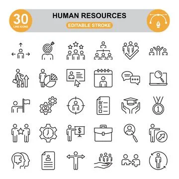Human Resources Icon Set. Editable Stroke Stock Illustration